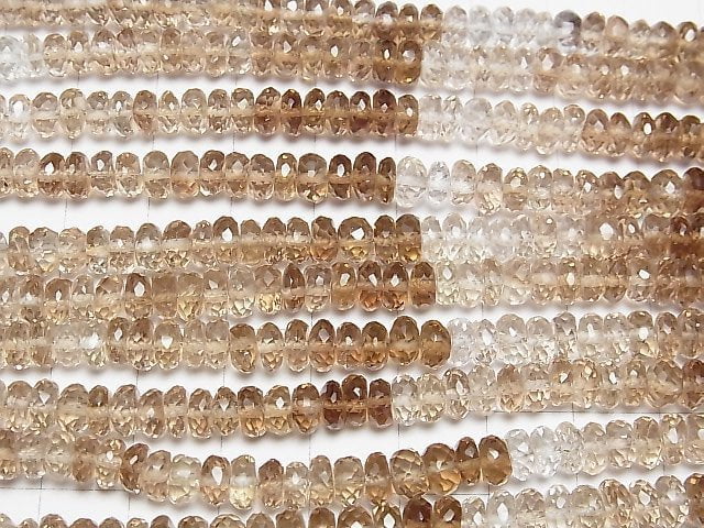 [Video] High Quality Brown Topaz AAA Faceted Button Roundel half or 1strand beads (aprx.9inch / 22cm)