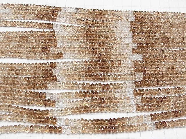 [Video] High Quality Brown Topaz AAA Faceted Button Rondelle half or 1strand beads (aprx.9inch / 22cm)