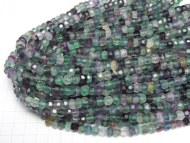 [Video] Multicolor Fluorite AA++ Rough Button-Faceted Nugget 8x8x5mm half or 1strand beads (aprx.15inch / 37cm)