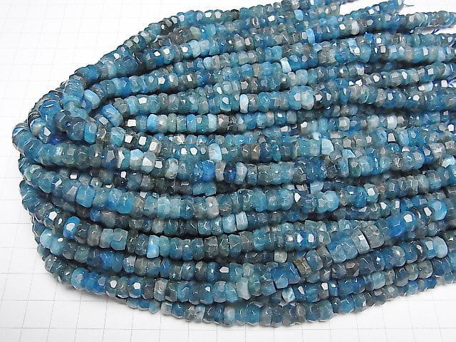 [Video] Blue Apatite AA+ Rough Button-Faceted Nugget 8x8x4mm half or 1strand beads (aprx.15inch / 36cm)