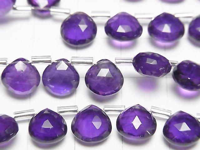 Améthyste Haute Qualité AAA Châtaigne Briolette Facettée, demi ou 1 fil de perles (env. 7 pouces/18 cm)