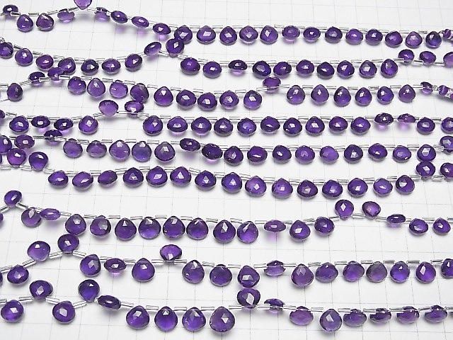Améthyste Haute Qualité AAA Châtaigne Briolette Facettée, demi ou 1 fil de perles (env. 7 pouces/18 cm)