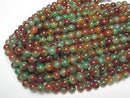 [Video] Green x Red color Chalcedony Round 10mm 1strand beads (aprx.14inch/35cm)