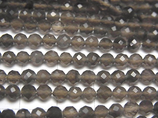 [Video]High Quality! Black Ice Obsidian AAA- Faceted Round 4mm 1strand beads (aprx.15inch/37cm)