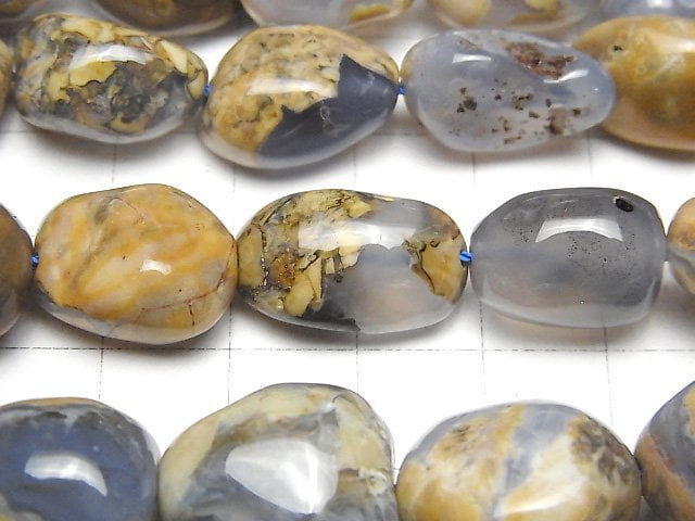 [Video] Natural color Blue Chalcedony AA Mother Rock Nugget 1 strand beads (aprx.15inch/37cm)