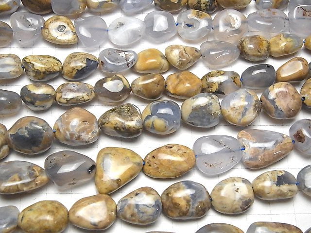 [Video] Natural color Blue Chalcedony AA Mother Rock Nugget 1 strand beads (aprx.15inch/37cm)