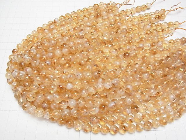 [Video] Bi-color Citrine AA+ Round 8mm half or 1strand beads (aprx.15inch / 36cm)