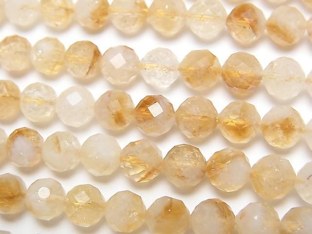 [Video]High Quality! Bi-color Citrine AA+ 64Faceted Round 6mm 1strand beads (aprx.15inch/37cm)