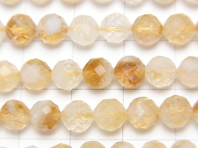 [Video] High Quality! Bi-color Citrine AA+ 64Faceted Round 6mm 1strand beads (aprx.15inch / 37cm)