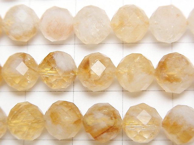 [Video] High Quality! Bi-color Citrine AA+ 64Faceted Round 8mm half or 1strand beads (aprx.15inch / 37cm)