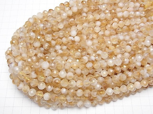 [Video] High Quality! Bi-color Citrine AA+ 64Faceted Round 8mm half or 1strand beads (aprx.15inch / 37cm)