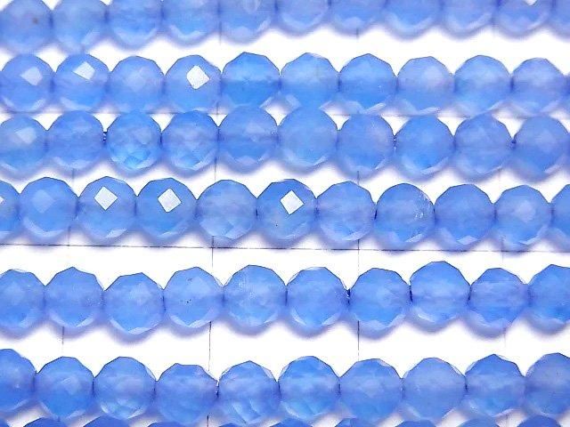 [Video] High Quality! Blue Agate AAA 32-Faceted Round 4mm 1-Strand Beads (approx. 15 inches/37 cm)