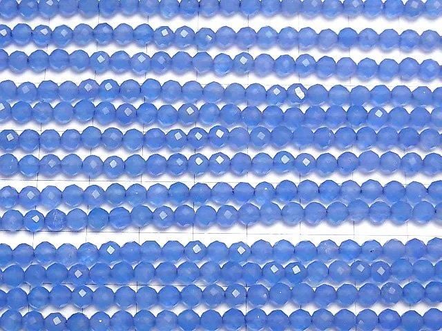 [Video] High Quality! Blue Agate AAA 32-Faceted Round 4mm 1-Strand Beads (approx. 15 inches/37 cm)