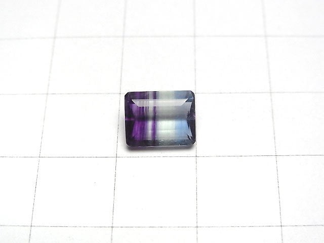 [Video]High Quality Bi-color Fluorite AAA Loose stone Rectangle Faceted 9x7mm 1pc