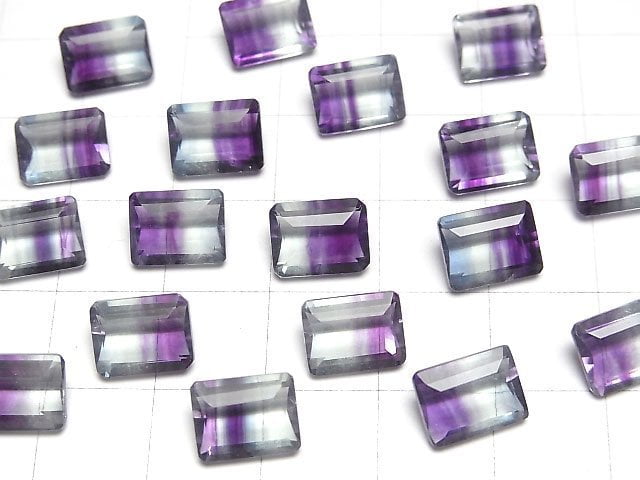 [Video]High Quality Bi-color Fluorite AAA Loose stone Rectangle Faceted 9x7mm 1pc