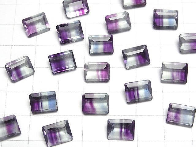 [Video]High Quality Bi-color Fluorite AAA Loose stone Rectangle Faceted 10x8mm 1pc