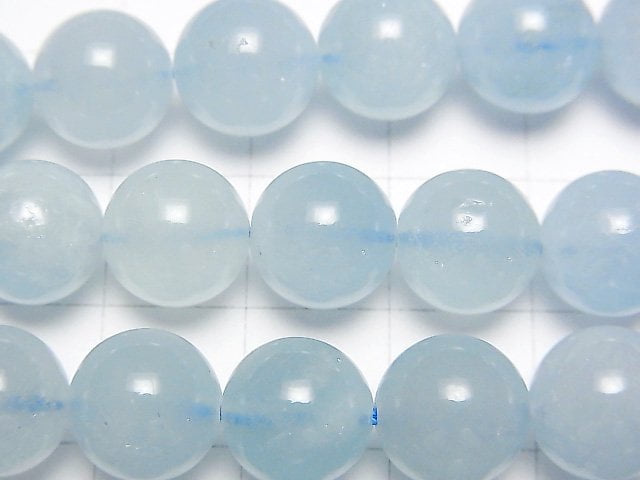 [Video] Aquamarine AAA- Round 10mm half or 1strand beads (aprx.15inch / 38cm)