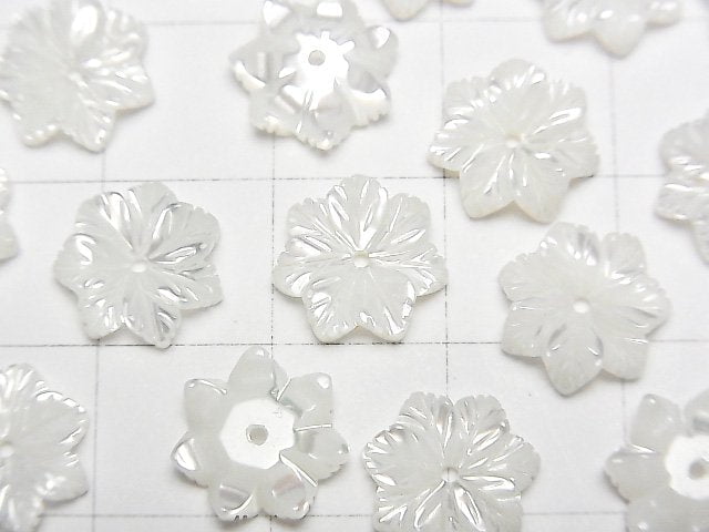 [Video] Mother of Pearl MOP White Flower 10mm Center Hole 4pcs