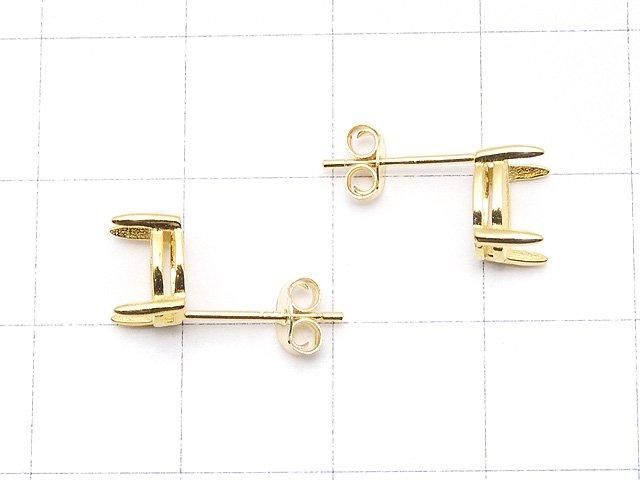 [Video] Silver925 4pcs Claw Earstuds Earrings Frame & Catch Oval Faceted 8x6mm 18KGP 1 pair (2 pieces)