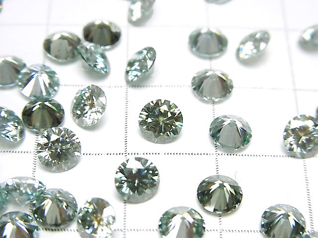 [Video] Moissanite AAA Loose stone Round Faceted 5x5mm [Blue Green] 1pc