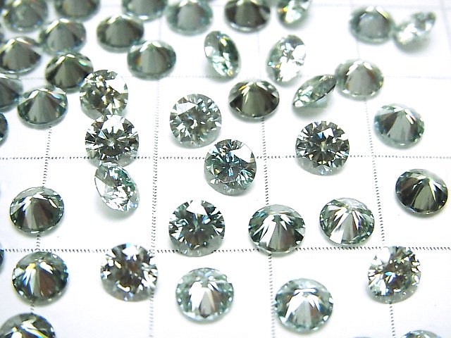 [Video] Moissanite AAA Loose stone Round Faceted 5x5mm [Blue Green] 1pc