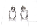 [Video] Silver925 4-piece Claw Earstuds Earring Frame & Back, Oval Faceted, 8x6mm, Rhodium Plated, 1 pair (2 pieces)