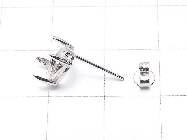 [Video] Silver925 4pcs Claw Earstuds Earrings Frame & Catch Oval Faceted 8x6mm Rhodium Plated 1 pair (2 pieces)