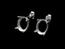 [Video] Silver925 4-piece Claw Earstuds Earring Frame & Back, Oval Faceted, 10x8mm, Rhodium Plated, 1 pair (2 pieces)