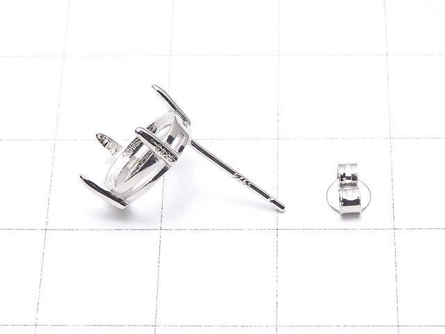 [Video] Silver925 4pcs Prong Earstuds Earrings Frame & Catch Oval Faceted 10x8mm Rhodium Plated 1 pair (2 pieces)
