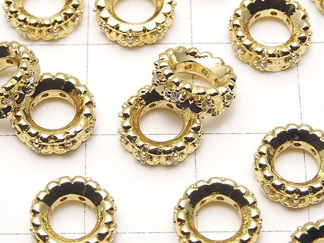 [Video] Metal parts Roundel 8x8x3mm Gold color (with CZ) 2pcs