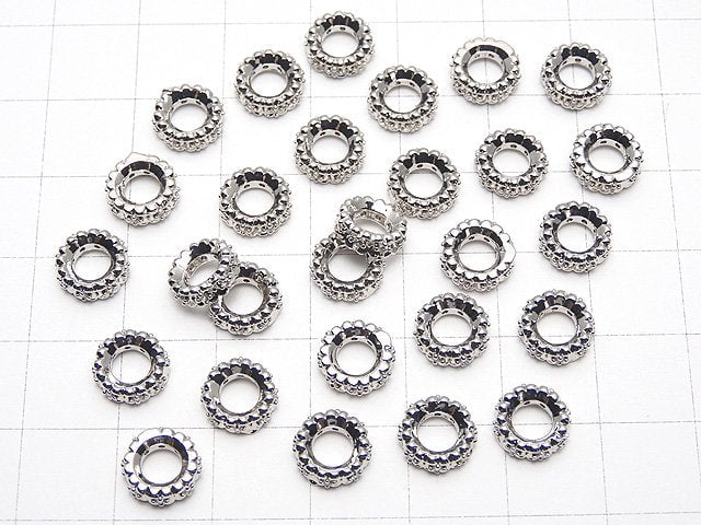 [Video] Metal parts Rondelle 8x8x3mm Silver color (with CZ) 2pcs