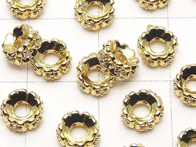 [Video] Metal parts Roundel 6x6x2.5mm Gold color (with CZ) 2pcs