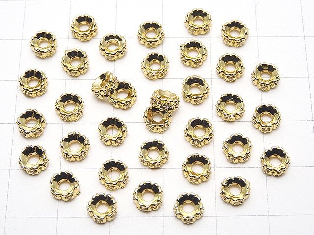 [Video] Metal parts Roundel 6x6x2.5mm Gold color (with CZ) 2pcs