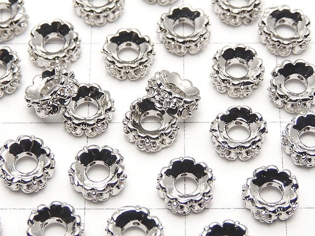 [Video] Metal parts Roundel 6x6x2.5mm Silver color (with CZ) 2pcs