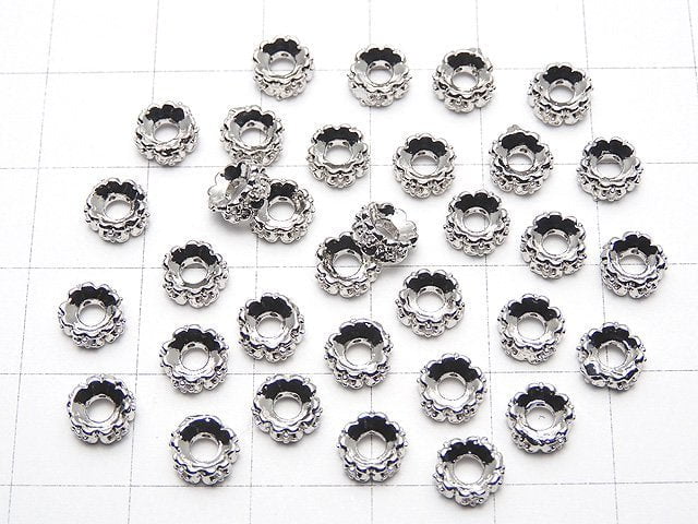 [Video] Metal parts Roundel 6x6x2.5mm Silver color (with CZ) 2pcs