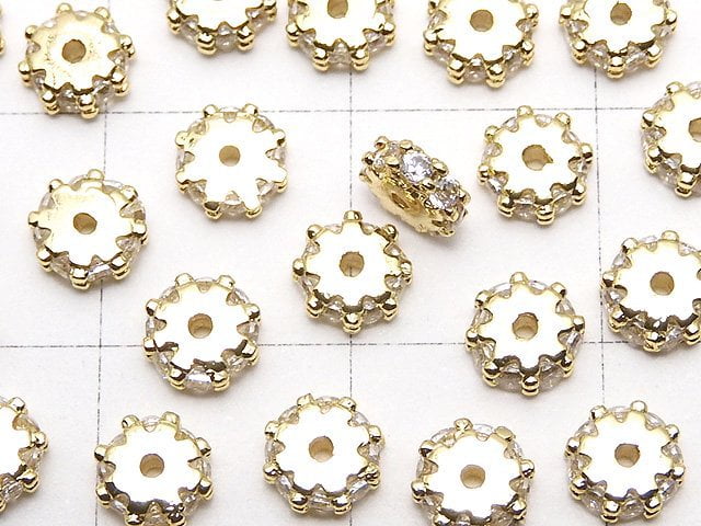 [Video] Metal parts Roundel 4.5x4.5x1.5mm Gold color (with CZ) 5pcs