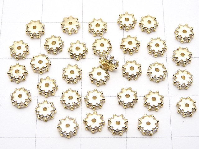 [Video] Metal parts Roundel 4.5x4.5x1.5mm Gold color (with CZ) 5pcs