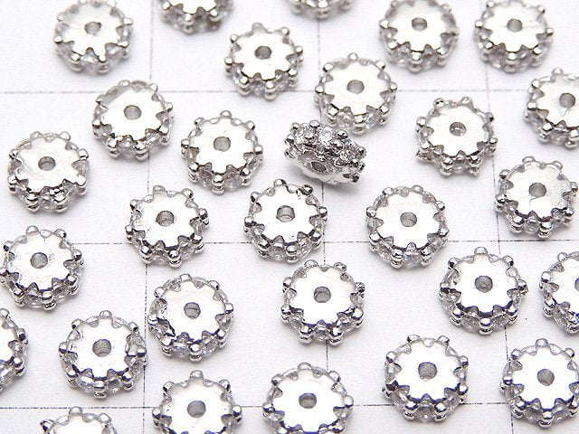 [Video] Metal parts Roundel 4.5x4.5x1.5mm Silver color (with CZ) 5pcs