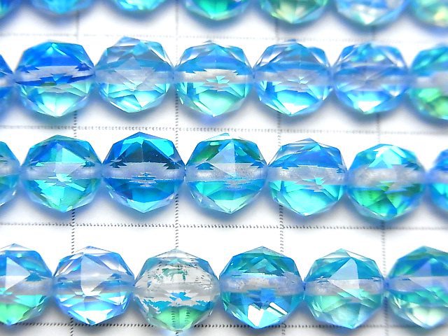 High Quality! Aqua Blue Luna Flash Star Faceted Round 8mm 1strand beads (aprx.15inch / 37cm)