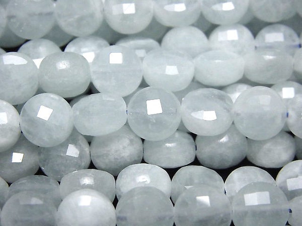 Aquamarine, Coin Gemstone Beads