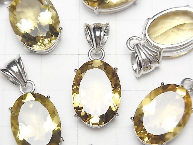 [Video] High Quality Citrine AAA Oval Faceted Pendant 18x13mm Silver925 1pc