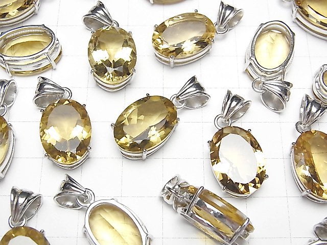 [Video] High Quality Citrine AAA Oval Faceted Pendant 18x13mm Silver925 1pc