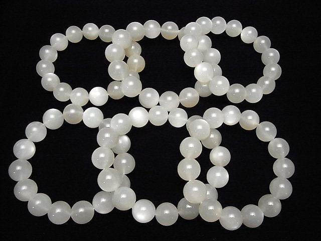 [Video] White Moonstone AAA- Round 14mm Bracelet