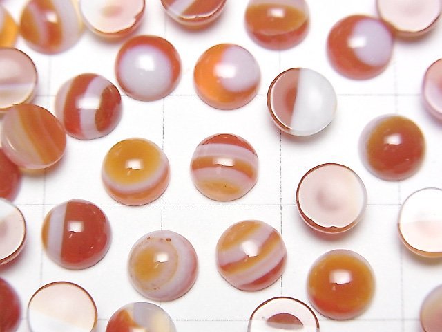 [Video] Carnelian Sardonyx Round Cabochon 6x6mm 10pcs