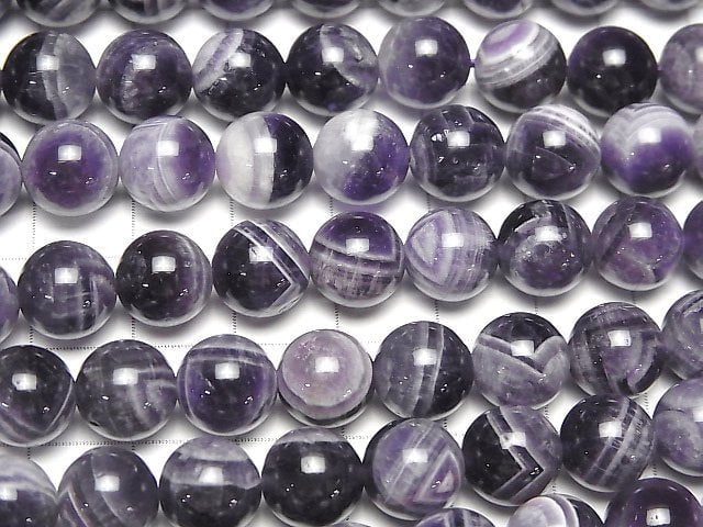 [Video] Stripe Amethyst Round 10mm 1strand beads (aprx.15inch / 37cm)