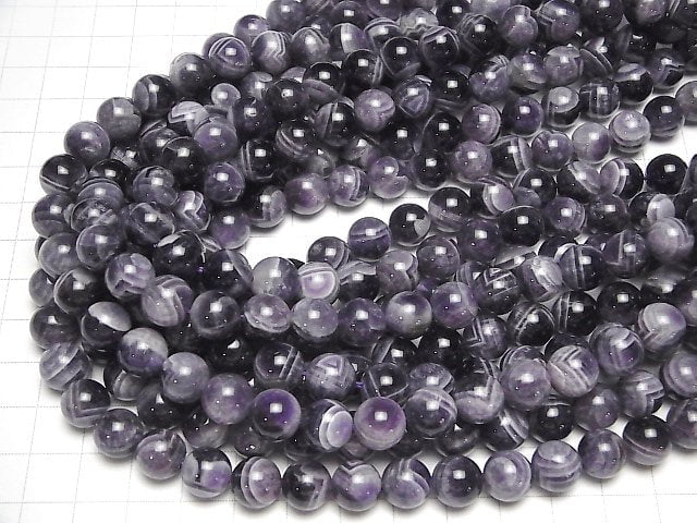 [Video] Stripe Amethyst Round 10mm 1strand beads (aprx.15inch / 37cm)