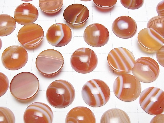 [Video] Carnelian, Sardonyx Round Cabochon 14x14mm 4pcs