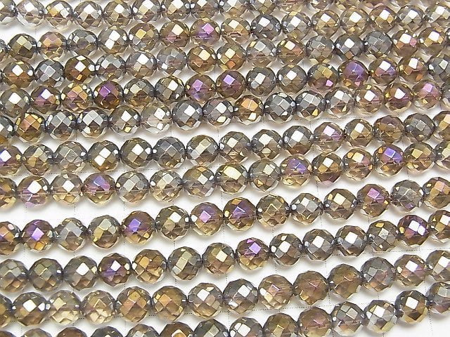 [Video] Flash, Smoky Quartz 64Faceted Round 6mm half or 1strand beads (aprx.15inch / 37cm)