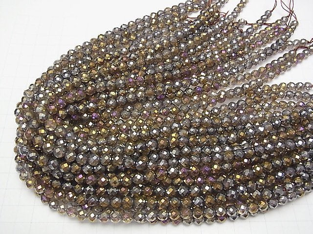 [Video] Flash, Smoky Quartz 64Faceted Round 6mm half or 1strand beads (aprx.15inch / 37cm)