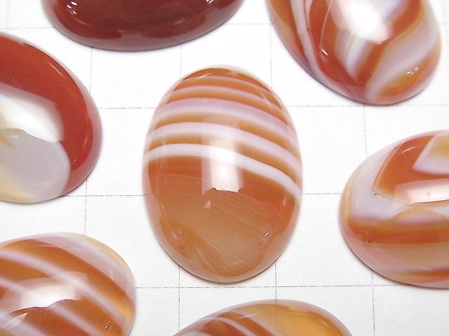 [Video] Carnelian, Sardonyx Oval Cabochon 25x18mm 3pcs